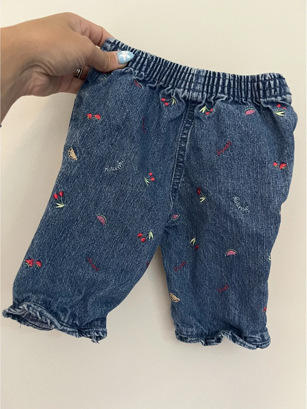 Vintage Koala Kids Girls Fruit Embroidery Pants